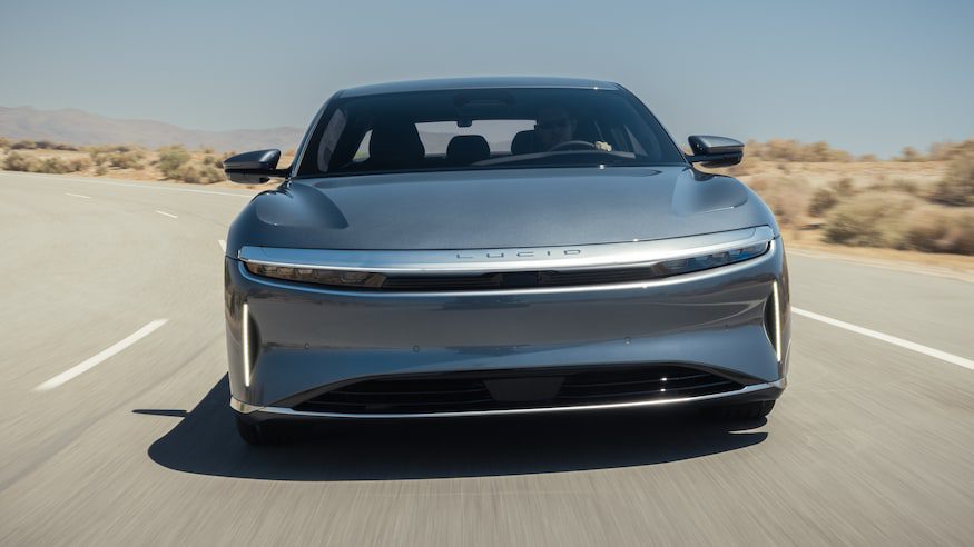 004 2023 Lucid Air Pure front view in motion