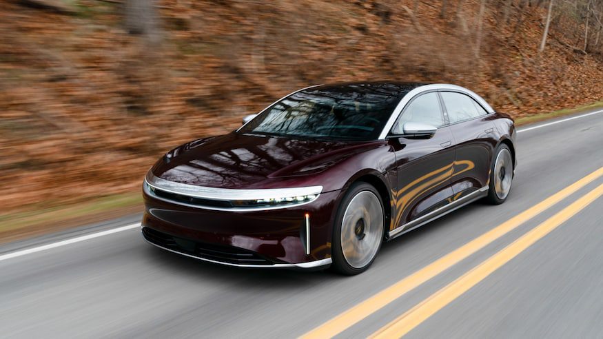 2022 Lucid Air Grand Touring in motion 3