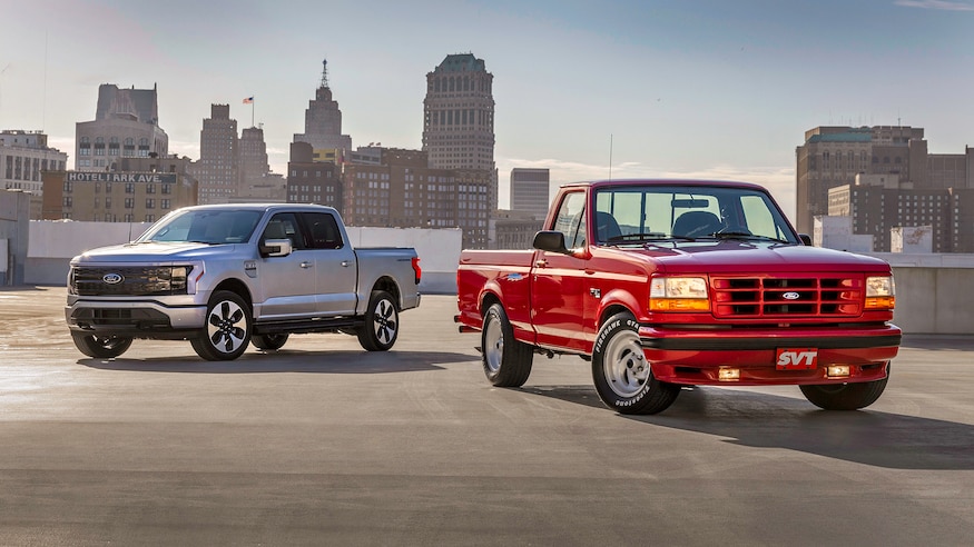1993 Ford Lightning vs 2023 Ford Lightning EV exterior 3