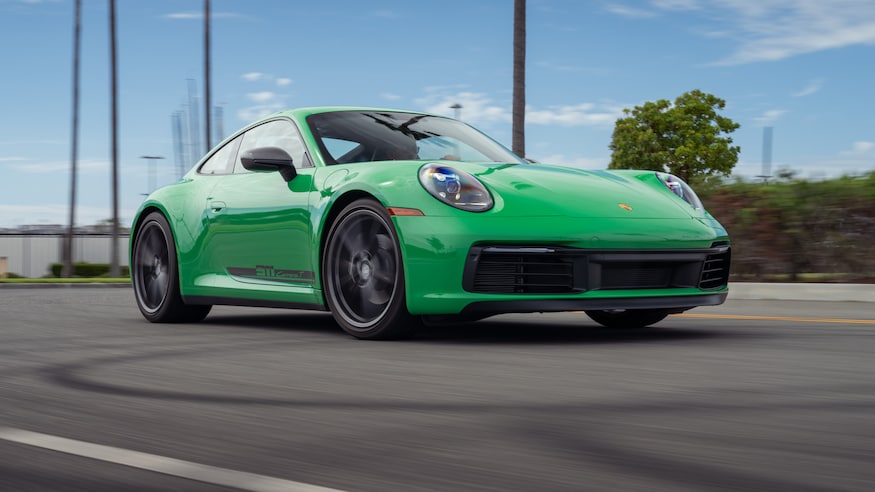 017 2023 Porsche 911 Carrera T front three quarters in action